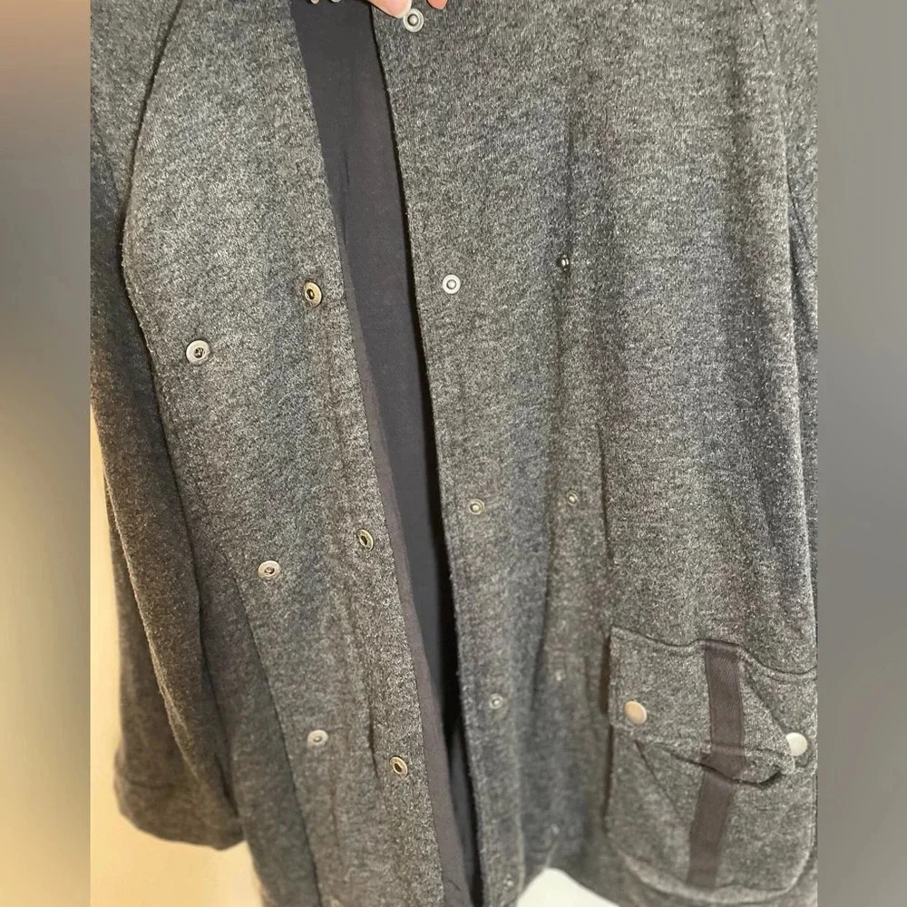 Free People Oversize Slouchy Anorak Jacket Gray Knit Linen Blend Pea Coat Small - Picture 10 of 10